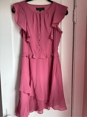 Adelyn Rae Pink Ruffle Asymmetric Hem Mini Dress S